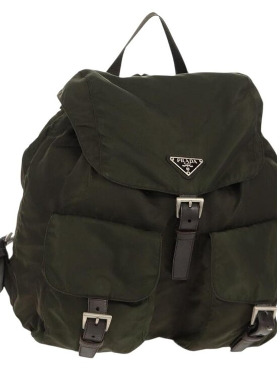 PRADA Backpack Nylon Khaki Silver Auth 157774 main image 15
